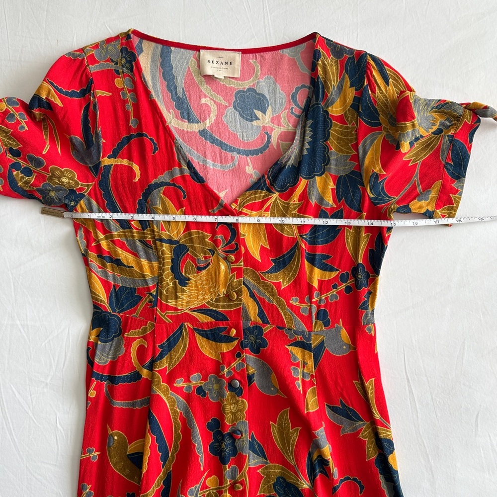 Sezane Vic Dress Midi Milanese Flower Print - Picture 9 of 10